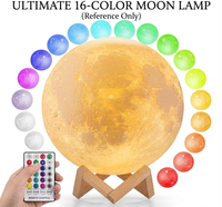 Lampe lunaire LED 16 couleurs avec télécommande et contrôle tactile, rechargeable, lumière de nuit à intensité variable pour chambre à coucher, décoration de la maison, cadeau créatif