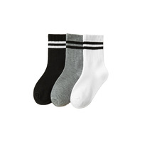 Chaussettes pour bébé en coton rayées noir, blanc et gris de haute qualité, antibactériennes, écologiques, jetables, respirantes, confortables, pour un usage quotidien