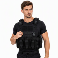Gilet Tactique KMS en Gros, Ajustable, Noir, pour Chasse en Extérieur, Chaleco Táctico Molle, Porte-Plaque en Nylon