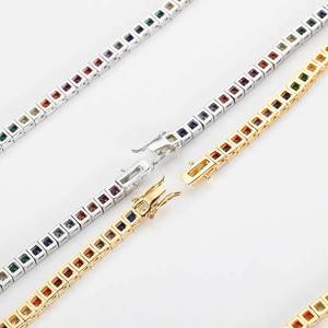 Hip Hop <b>Copper</b> <b>Bangle</b> 4mm Color Tennis Chain Micro-inlaid Square Zircon Claw Setting Unisex Hipster Jewelry Tanjing Fashion - Product Image 5
