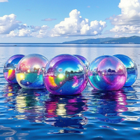 Ballon miroir gonflable publicitaire sur mesure de grande taille en PVC, arc-en-ciel irisé, imprimé UV, durable, réutilisable, thèmes de plage, musique, événements