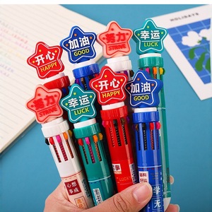 Bolígrafo de Diez Colores con Tinta Multicolor, Cuerpo de Plástico, Tipo de Presión, para Uso Escolar y de Oficina, con Diseño de Texto Inspirador - Product Image 3