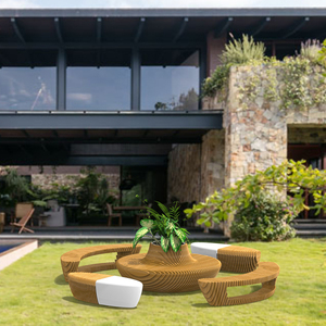 H336 Ensembles pot de fleurs de table de chaise en bois de fibre de verre décoration commerciale moderne art canapé siège chaises pour centre commercial public - Product Image 5