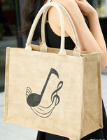 Sac fourre-tout en jute personnalisable grande capacité, motif dessin animé, écologique, avec poignées en corde – Offre spéciale