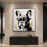 Impression sur toile d'art mural moderne encadrée, motif Graffiti Animalier Bouledogue, style Pop Art