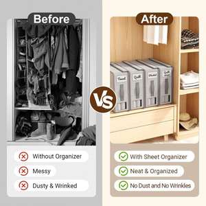 Bedroom for Bedding <b>Clothes</b> <b>Covers</b> Linen Closet Organizer with Zipper Oxford Cloth Foldable Bed Sheet Set Organizer - Product Image 6