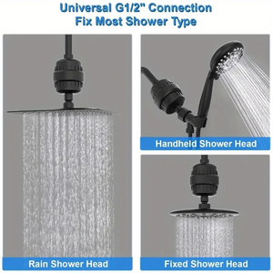 15 giai đoạn tắm lọc Vitamin C kháng khuẩn Matte đen vòi hoa sen đầu lọc nước để giảm clo cải thiện tình trạng da - Product Image 6