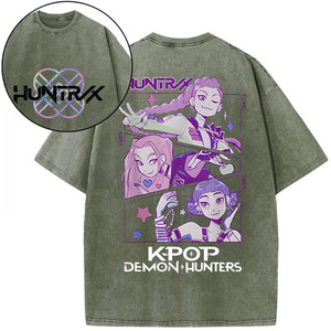 เสื้อยืดผ้าฝ้ายทอลายวินเทจลายอนิ<span class=keywords><strong>เมะ</strong></span> K-Pop Devil Hunter พร้อมลวดลาย 3 มิติ สไตล์สมาร์ทแคชชวลสำหรับทุกเพศ - Product Image 2