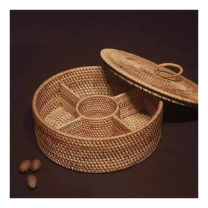 Trendy 2025 <b>Large</b> Artisan Woven Rattan & Rope Tray Handcrafted Decorative Basket for Farmhouse Boho & Contemporary Sea Grass - Product Image 1