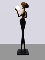 Lámpara de pie LED con escultura humanoide de sujeción de bola creativa nórdica para sala de estar para sala de exposiciones de Hotel adornos de venta de oficina