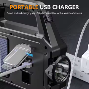 Multifunction Solar Power Bank <b>Work</b> <b>Light</b> Searchlight Flashlight <b>Rechargeable</b> COB <b>LED</b> Portable Outdoor Camping Lamp Plastic 5W - Product Image 4