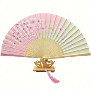 Éventail à main écologique de 8 pouces, art populaire, musique, bambou, nouvel an chinois, décoration de la maison, cadeau promotionnel d'entreprise, peint à la main, 33 cm - Product Image 6
