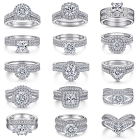 Bague de Fiançailles et Alliance Personnalisées en Argent S925 avec Moissanite et Zircon Cubique, Tailles Ovale, Poire, Radiant, Princess, Heart Cut