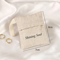Pochette à bijoux en coton et lin écologique avec logo personnalisé, sac parfumé respirant, sac cadeau portable en lin pour bague et boucles d'oreilles