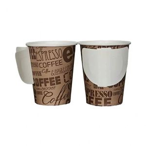 Gobelet en papier jetable à paroi simple de 250 ml (8 oz) personnalisable avec poignée pour boissons - Product Image 1