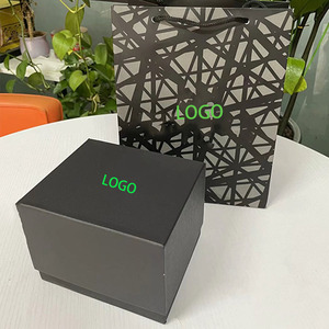 Boîte à montre de luxe à fente unique grise, ensemble complet d'emballage pour montre avec sac cadeau, carte et certificat, boîte en bois avec logo personnalisé - Product Image 3