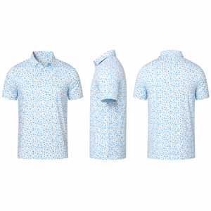Men <b>White</b> Blue Printed Golf <b>Polo</b> Shirt Short Sleeve Quick Dry Breathable Stretch Sportswear Casual Golf Shirt Ready Stock - Product Image 6