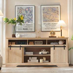 Meuble <span class=keywords><strong>TV</strong></span> Centre <span class=keywords><strong>de</strong></span> divertissement moderne avec porte coulissante à panneau <span class=keywords><strong>de</strong></span> forme d'onde, meuble <span class=keywords><strong>de</strong></span> rangement pour console multimédia, <span class=keywords><strong>barre</strong></span> <span class=keywords><strong>de</strong></span> <span class=keywords><strong>son</strong></span> et étagère réglable - Product Image 5