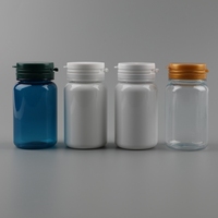 Bouteilles en plastique PET blanches et bleues sans BPA, vides, de 100cc, 150cc, 200cc, pour médicaments, pilules et capsules, avec couvercle à ouverture facile