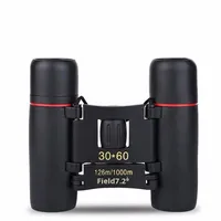 Binoculares Compactos 30x60, Mini Telescopio Binocular Plegable de Bolsillo para Observación de Aves, Viajes y Senderismo, con Bolsa de Transporte y Cordón