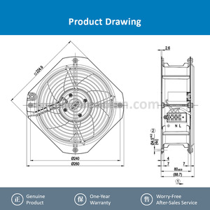 พัดลมระบายความร้อนแบบแกนสำหรับตู้ไฟฟ้า ทนความร้อนสูง รุ่น ebmpapst W2E200-HH38-05 ขนาด 200 มม. 230VAC 64W 0.29A 2550 รอบต่อนาที 935 ลูกบาศก์เมตร/ชั่วโมง ลูกปืนแบบ Ball Bearing รับผลิตตามแบบ ODM - Product Image 4