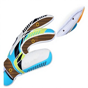 ถุงมือขี่ม้าแบบเต็มนิ้ว PU พร้อมลายพิมพ์แบบ Sublimation ฝ่ามือกันลื่น ปิดด้วยแถบตีนตุ๊กแก สำหรับผู้รักษาประตูฟุตบอล สีขาว น้ำเงิน เขียว - Product Image 6