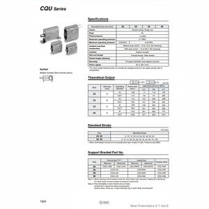 Pièces pneumatiques de cylindre CQUB20-10M compact SMC Pneumatics - Product Image 1