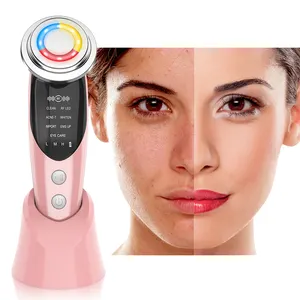 Nuevo producto Ideas 2024 7 en 1 Ems Skin Beauty Dispositivo de cuidado de estiramiento facial Uso doméstico Máquina de masaje facial de mano Dispositivo de belleza