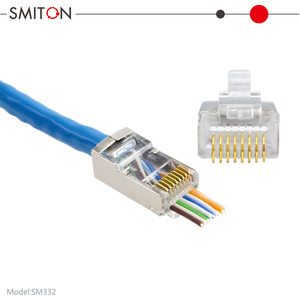 Conector macho Cat <span class=keywords><strong>6</strong></span> de paso de Red chapado en oro FTP <span class=keywords><strong>STP</strong></span> 8P8C RJ45 enchufe modular blindado CAT6 CAT6A RJ45 - Product Image 6