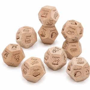 Dés à jouer en bois de hêtre multifacettes personnalisés avec logo, pour jeux de bar et cadeaux promotionnels, vente en gros - Product Image 2