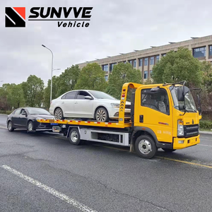 Camion de dépannage Sinotruk HOWO neuf et d'occasion, 5 tonnes, avec treuil, plateforme, roues relevables, plateau plat - Product Image 2