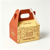Boîtes d'emballage alimentaire personnalisées pour boulangerie, à emporter, déjeuner rapide, en carton blanc imprimé, boîtes de produits personnalisables en papier avec poignée
