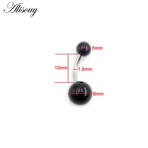 Wholesale New Stainless Steel Barbell Natural Stones Sexy Ball Belly Ring Navel Piercing Girl Women Button Ring Body Jewelry