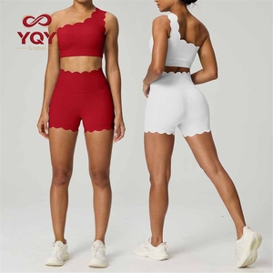 Conjunto de Yoga con Logotipo Personalizado, Sujetador Deportivo de un Solo Hombro, Ropa Deportiva, Pantalones Cortos para Correr al Aire Libre, Traje de Yoga para Mujer, Ropa Deportiva para Gimnasio - Product Image 4