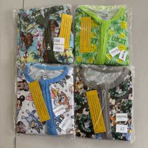 Bahar sıcak satış desen fermuar kapatma için özel baskılı kumaş Romper kısa kollu bebek Zippy pijama - Product Image 1