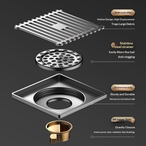 Custom Gunmetal Gray Modern Matte Stainless Steel Full Copper Core Floor Drain Bathroom - Product Image 3