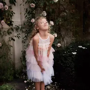 Instagram thương hiệu trẻ em mùa hè Vải tuyn bóng áo sinh nhật bên buổi tối khiêu vũ mặc quần áo bé choàng thiết kế cô gái ăn mặc