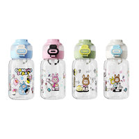Bouteille d'eau en plastique Tritan de 700 ml avec paille 2-en-1 et couvercle à boire directement, ouverture à une touche, anti-fuite pour enfants et voyages