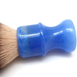 Pinceau à raser en poils synthétiques et en poils <span class=keywords><strong>de</strong></span> <span class=keywords><strong>blaireau</strong></span> avec manche en résine bleue personnalisé avec logo JDK pour homme - Product Image 4