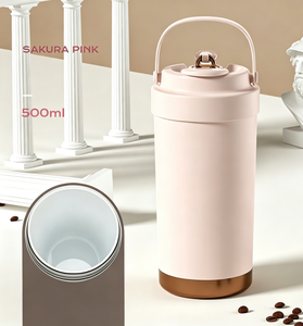Gobelet isotherme écologique avec revêtement céramique 500 ml, bouteille d'eau en acier inoxydable, logo personnalisé, tasse à café portable - Product Image 1