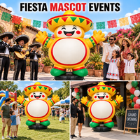 Ballon publicitaire gonflable Mascotte Fiesta Mexicaine en gros avec chapeau Sombrero et panneau publicitaire personnalisé pour la décoration de restaurants