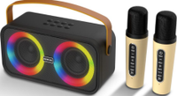 Speaker Portabel BKK 20W Dual Driver TWS Stereo RGB LED Sistem Audio Nirkabel dengan 2 Mikrofon untuk Pesta Karaoke