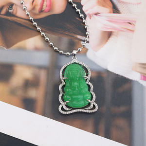 <span class=keywords><strong>Collana</strong></span> con ciondolo Buddha in giada verde NN1166, gioielli religiosi alla moda per donna e <span class=keywords><strong>uomo</strong></span> con pietra naturale - Product Image 3