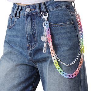 โซ่คาดเอวเรซิ่นสีลูกกวาด จี้รูปหัวใจ ถอดออกได้ แฟชั่นสำหรับทุกเพศ สวมใส่สบายๆ - Product Image 1