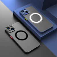 Coque de téléphone magnétique pour 16 15 14 13 12 11 Pro Max 11 Plus XS Max XR X Couverture de téléphone portable antichoc de couleur unie mate