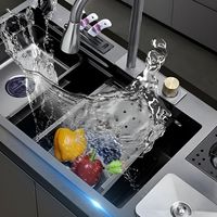 Laveuse de tasse nano à cuvette unique multifonction intelligente utilitaire d'évier de cuisine de luxe en acier inoxydable 304