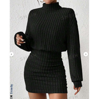 Robe en tricot pour femmes, best-seller de l'automne, à manches longues, col haut, moulante, décontractée, sexy