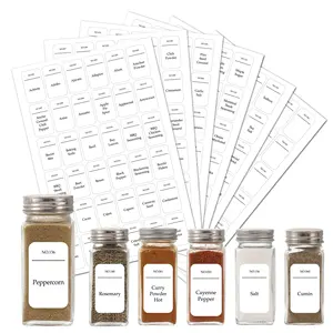 Etichette per dispensa da cucina in vinile stampate ecologiche personalizzate adesivo autoadesivo durevole etichette per barattoli di spezie impermeabili e resistenti all'olio