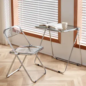 खाने की मेज और कुर्सियों Foldable एक्रिलिक धातु प्लास्टिक आधुनिक लक्जरी खाने के कमरे में फर्नीचर रेस्तरां तह खाने की मेज सेट