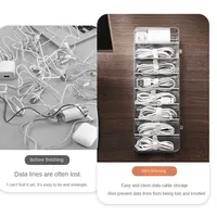 Boîte de rangement transparente pour câbles avec couvercle, en plastique, pour chargeurs de bureau, avec séparateurs, vente en gros